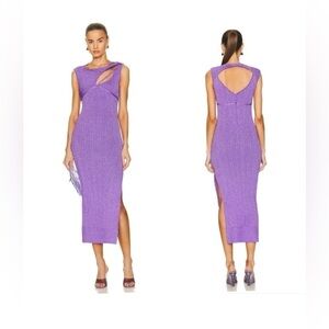 263. AKNVAS Sevrine Metallic Midi Dress in Purple Size M